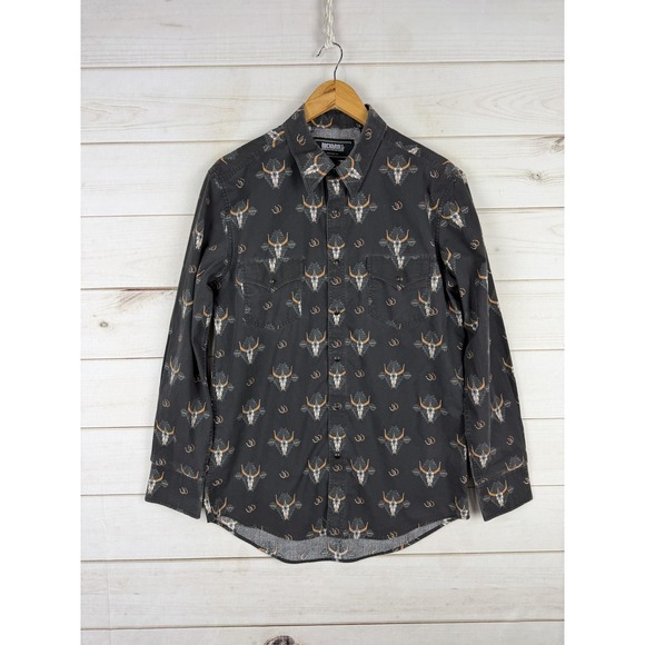 Rock & Roll Denim Other - Rock & Roll Denim Shirt Mens Medium Black Longhorn Western Snap Button Up